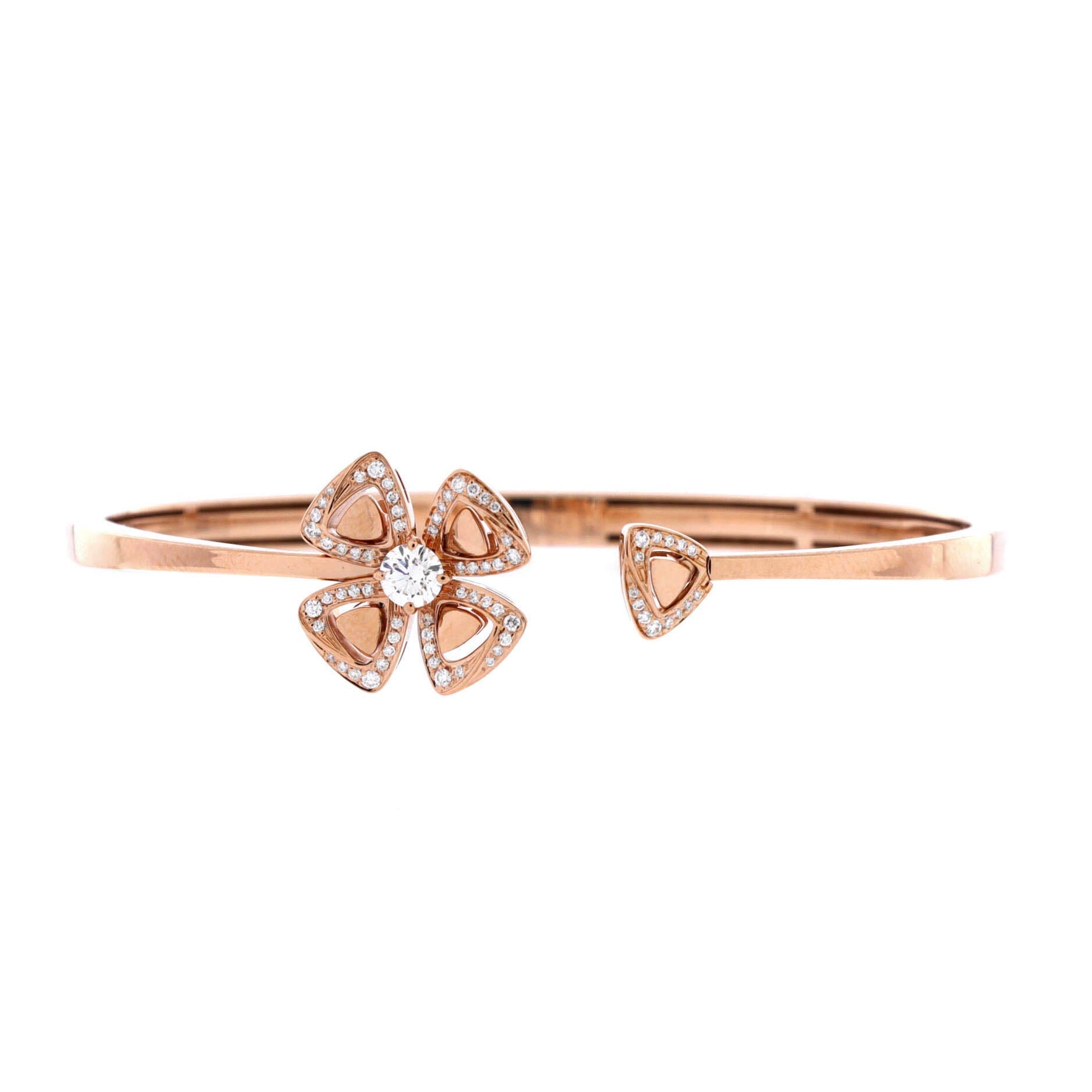 Fiorever Bangle Bracelet 18K Rose Gold with Pave Diamonds, Main, color, Metallic Gold
