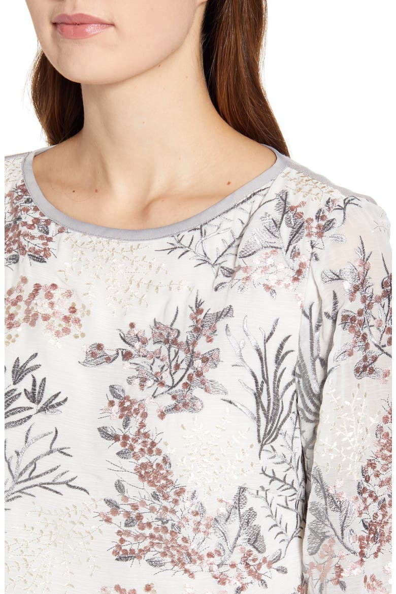 Floral Embroidery Knit Top, Alternate, color, WT/ STRELG/ SUGAR