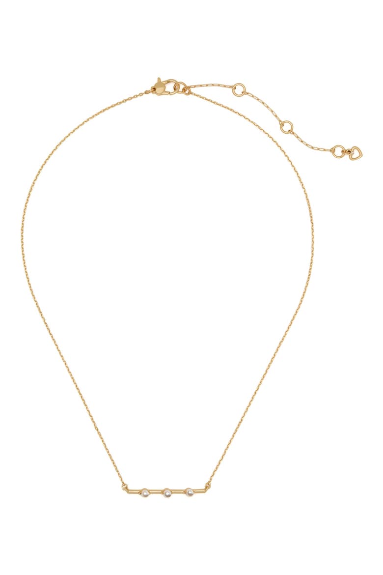 imitation pearl bar pendant necklace, Main, color, CREAM/ GOLD