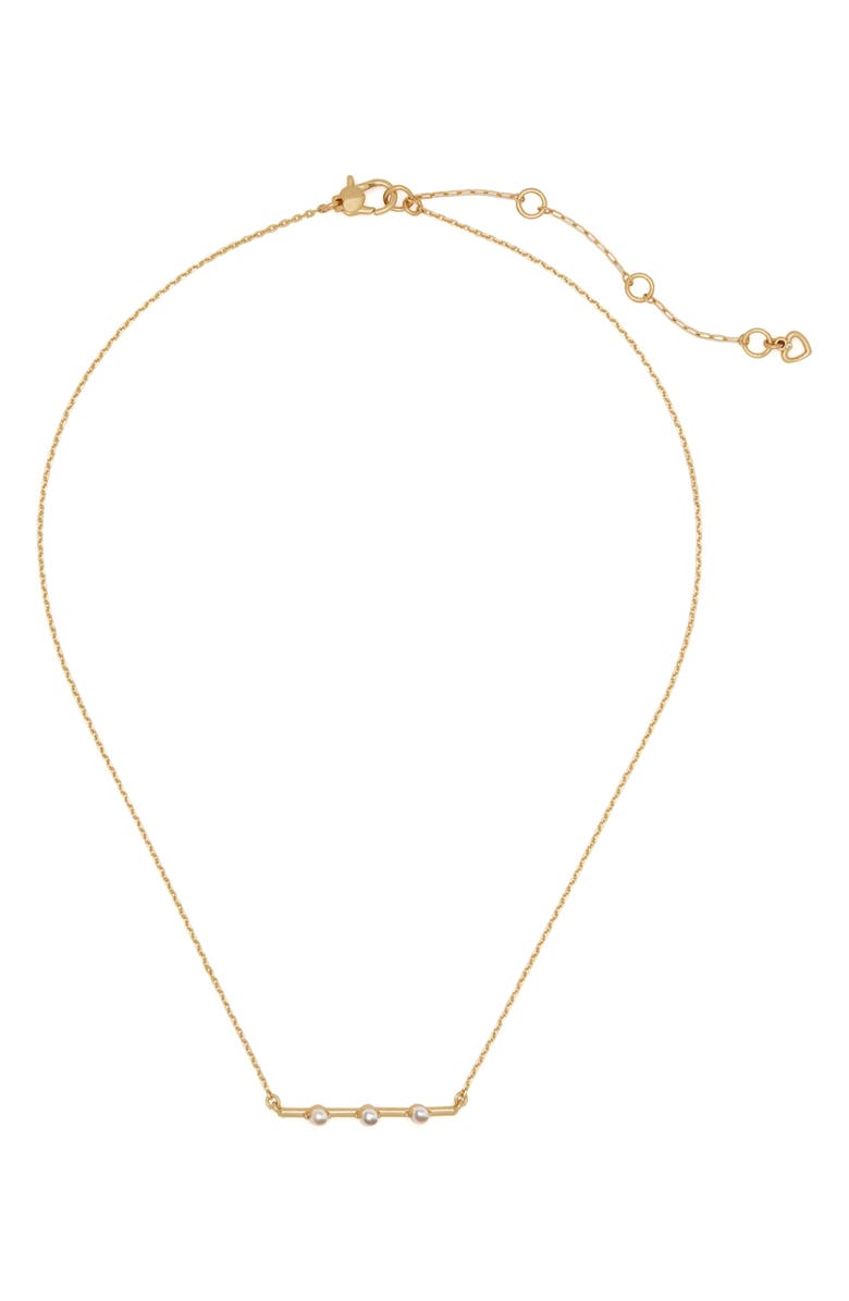 Kate Spade New York imitation pearl bar pendant necklace, Main, color, 