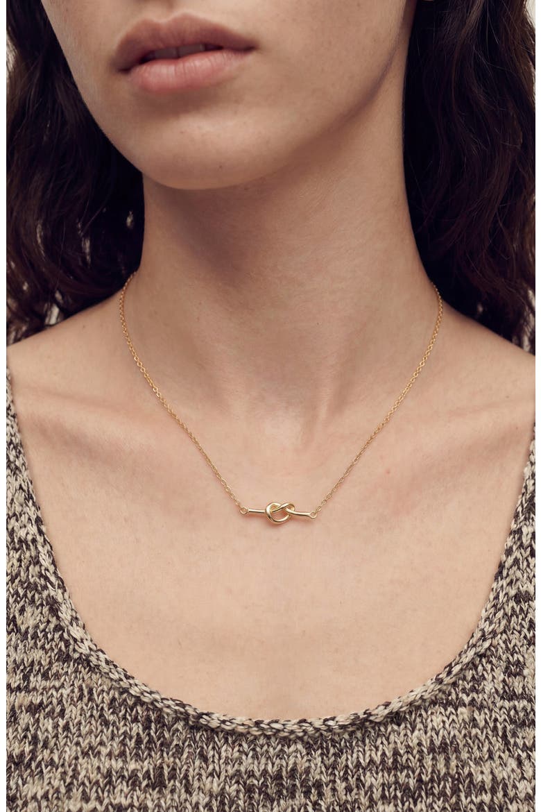 Knotted Bar Pendant Necklace, Alternate, color, GOLD