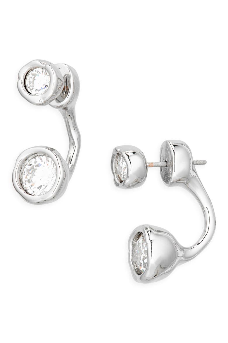 Asterales Cubic Zirconia Studs & Jackets Set, Main, color, SILVER
