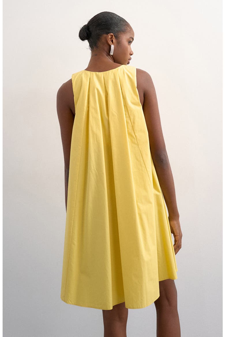 Pleated Cotton Trapeze Mini Sundress, Alternate, color, YELLOW