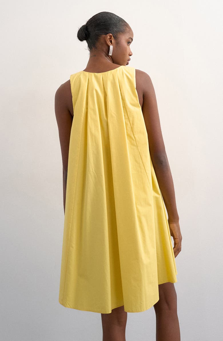 Topshop Pleated Cotton Trapeze Mini Sundress, Alternate, color, Yellow