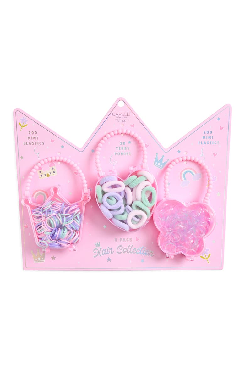Kids' 3-Piece Storage Hair Tie Set, Main, color, PINK COMBO