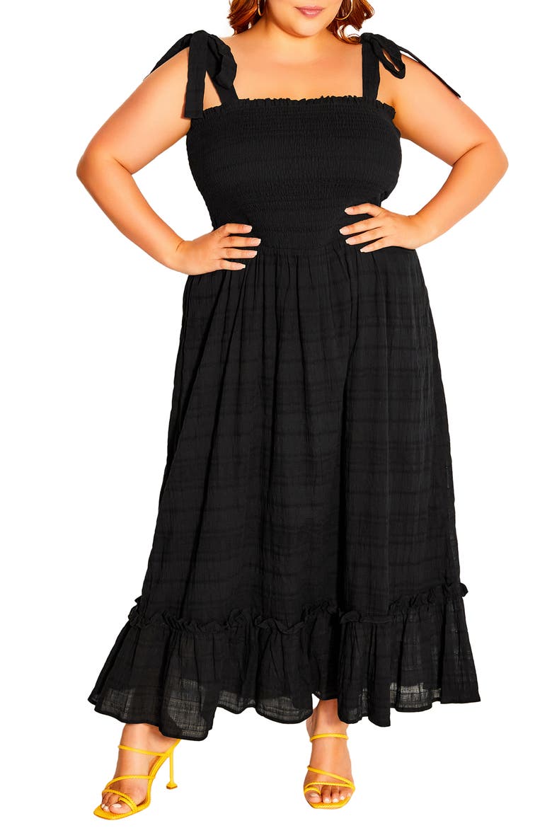 Summer Tie Maxi Dress, Main, color, BLACK