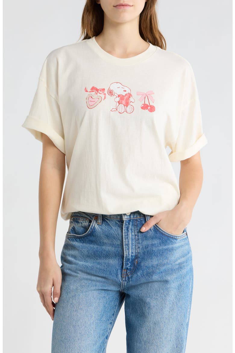 Peanuts® Snoopy Valentine Cotton Graphic T-Shirt, Main, color, MARSHMALLOW