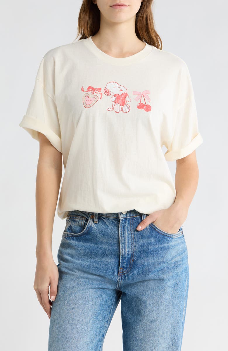 GOLDEN HOUR Peanuts<sup>®</sup> Snoopy Valentine Cotton Graphic T-Shirt, Main, color, Marshmallow