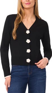 CeCe Crochet Flower Accent Cardigan