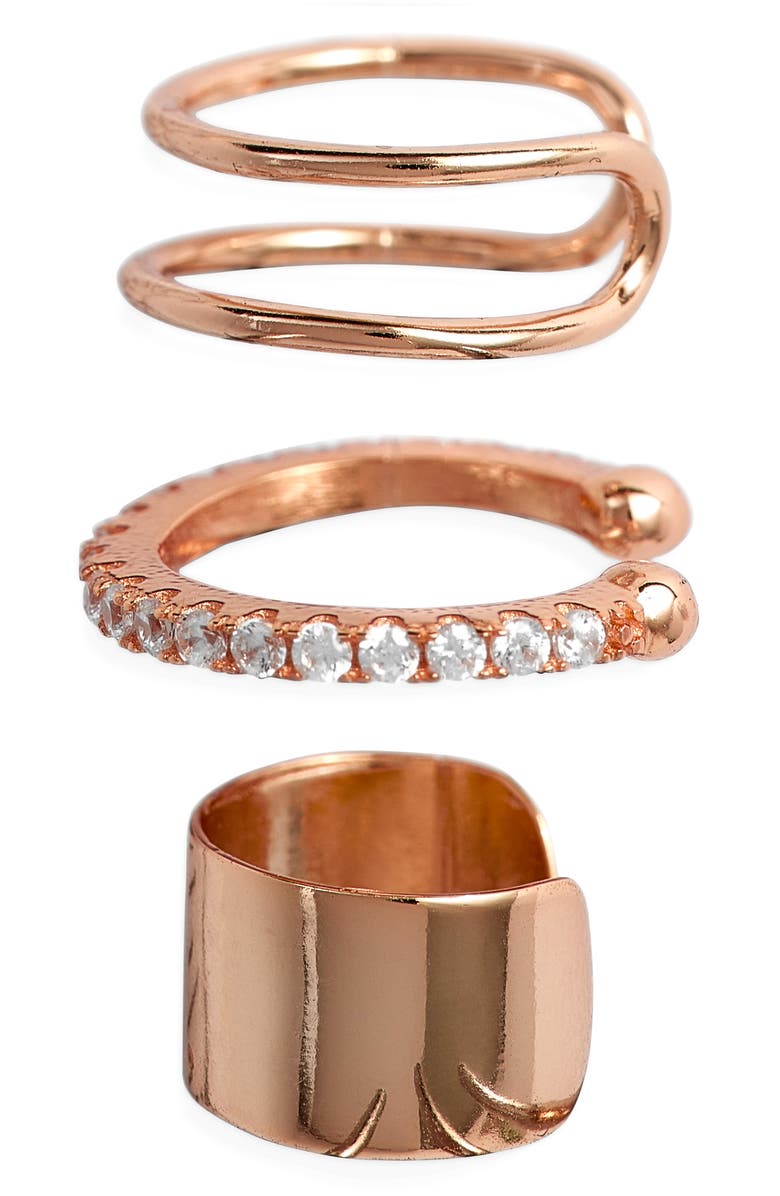 Sterling Forever Simple 3-Pack Ear Cuff Set, Main, color, 