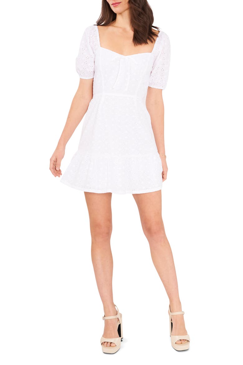 Eyelet Cutout Minidress, Main, color, ULTRA WHITE