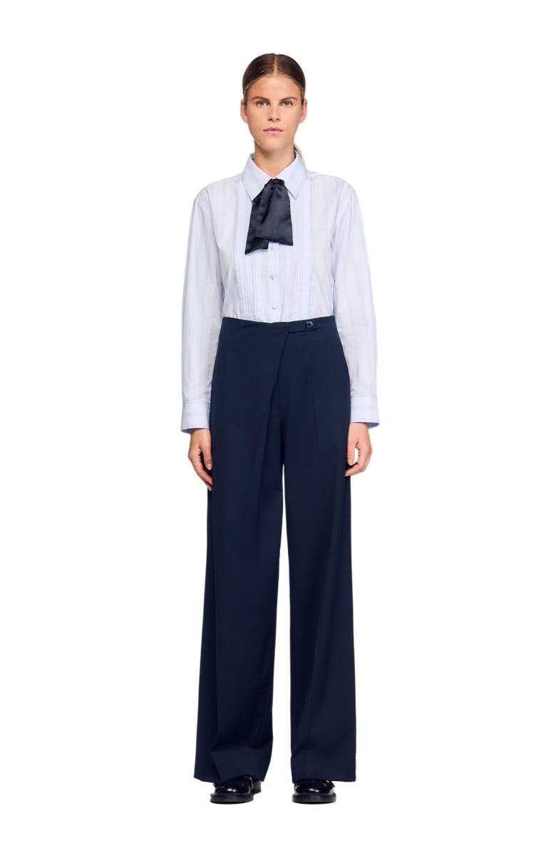 SANDRO Asymmetric straight-leg trousers, Alternate, color, Navy Blue