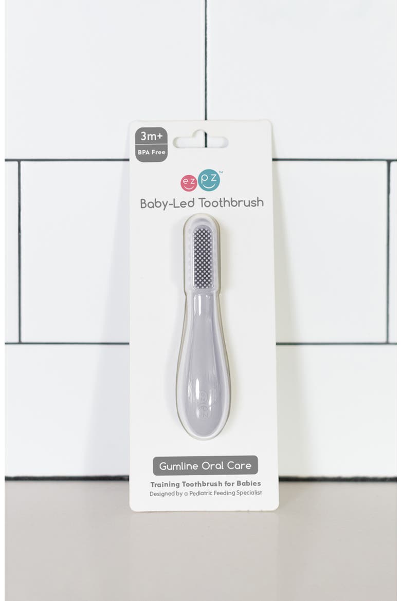 Baby-Led™ Toothbrush & Sensory Tongue Depressor Duo, Alternate, color, PEWTER