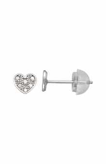 FZN Kids' Diamond Heart Stud Earrings