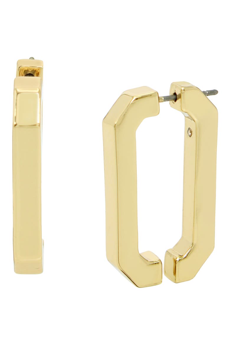 Hexagon Hoop Front/Back Earrings, Main, color, GOLD
