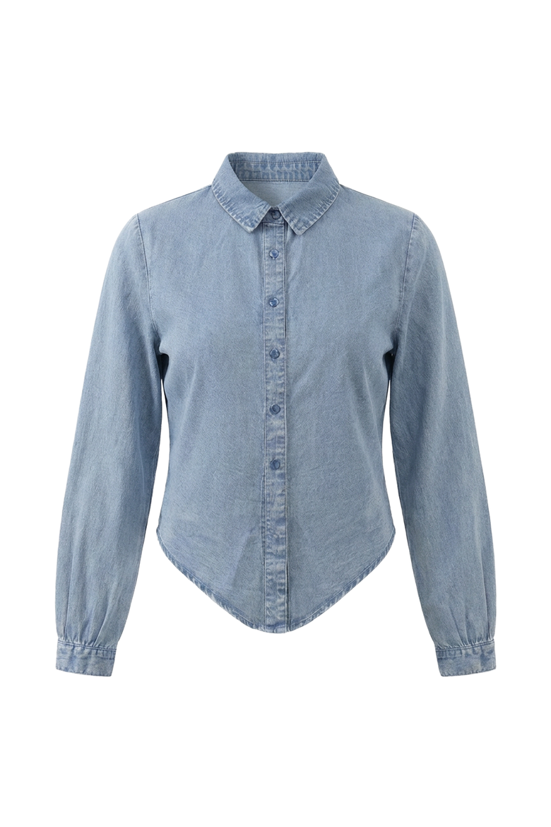 Denim Wash Tie Front Button Down Blouse, Main, color, Denim Wash