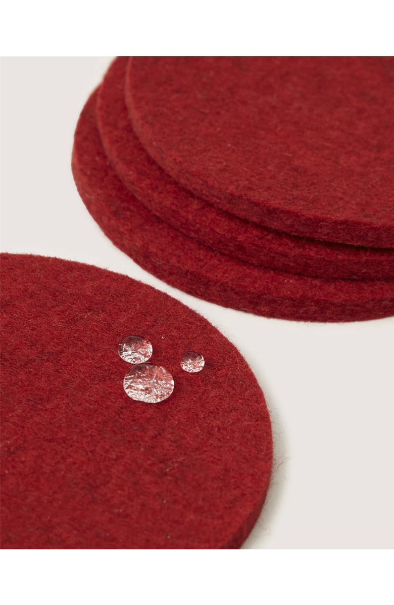 Graf Lantz Bierfilzl Merino Wool Round Coaster Solid 4 Pack, Alternate, color, Cherry