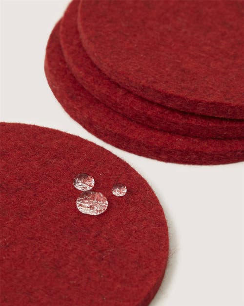 Graf & Lantz Graf Lantz Bierfilzl Merino Wool Round Coaster Solid 4 Pack In Red