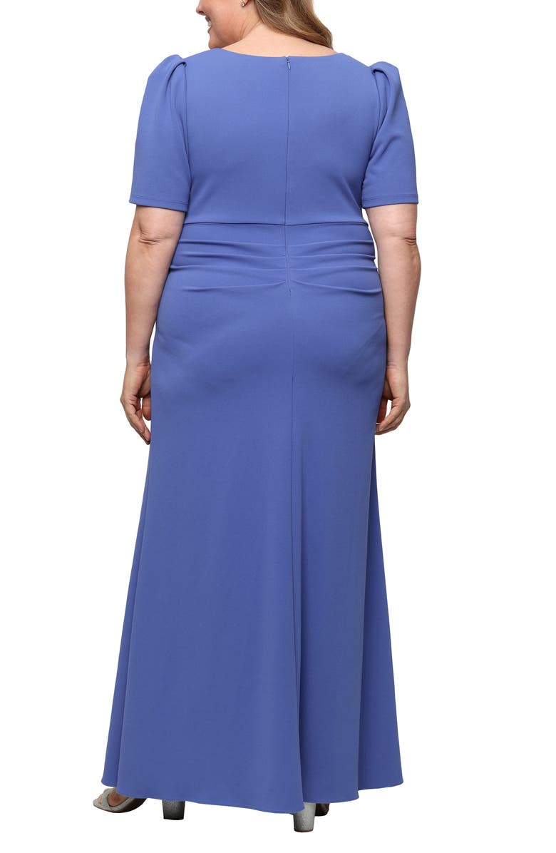 Alex Evenings Embellished Stretch Crepe Gown, Alternate, color, Cornflower