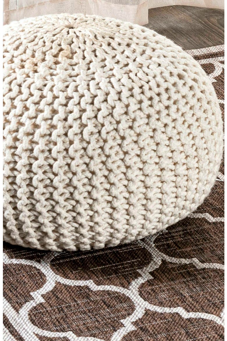 Trebol Moroccan Trellis Textured Weave Indoor/Outdoor Area Rug, Alternate, color, Espresso/Taupe