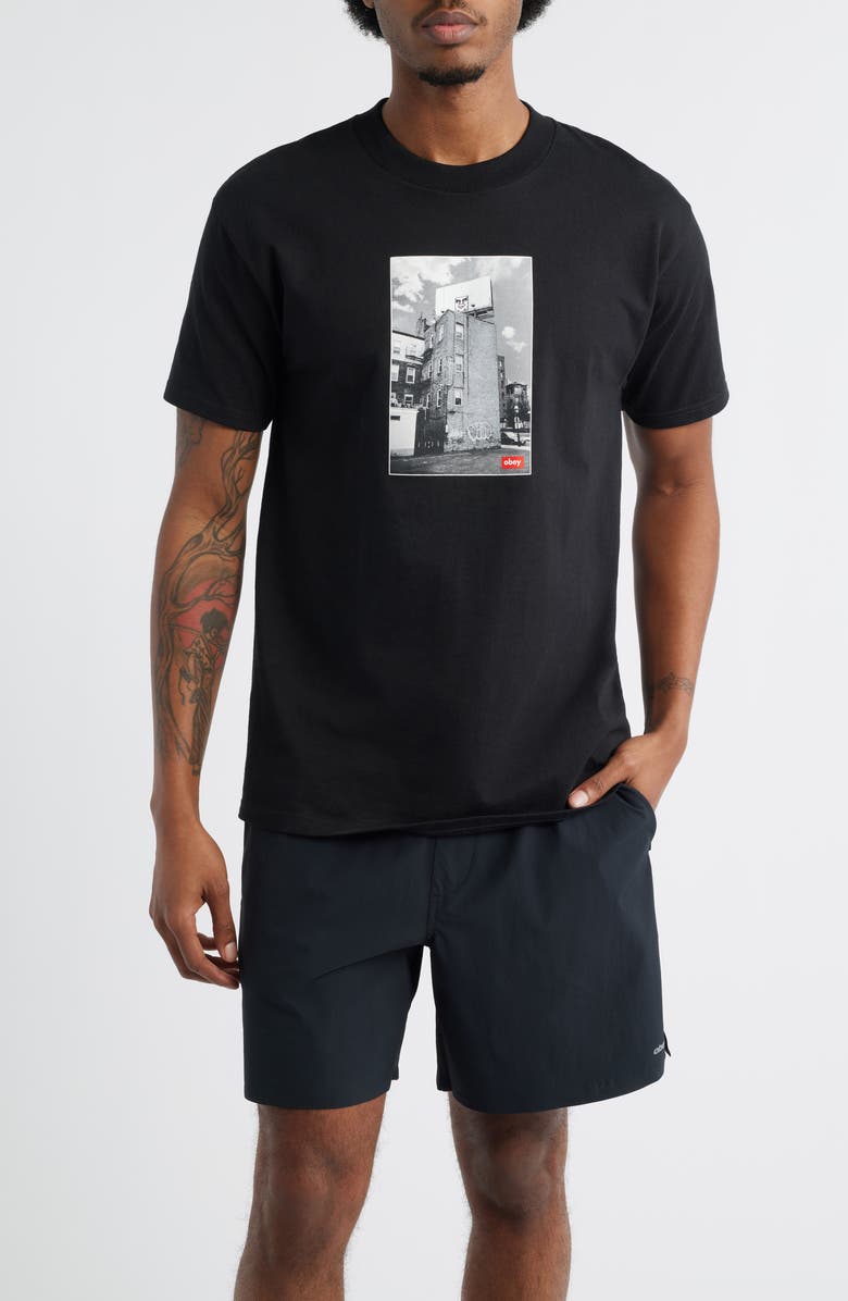 Obey Boston Billboard Cotton Graphic T-Shirt, Main, color,
