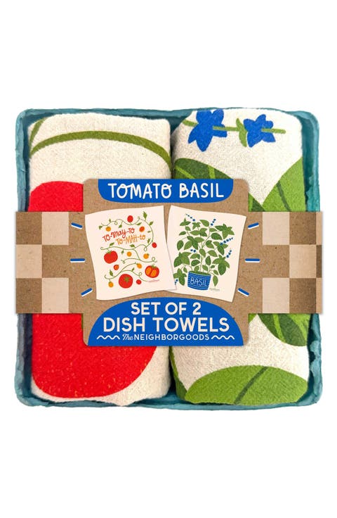 Set of 2 Tomato & Basil Dish Towels