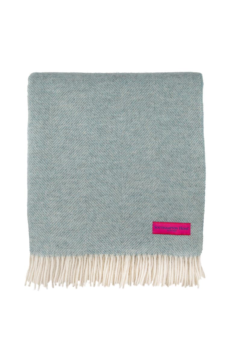 Southampton Home Shetland Lambswool Herringbone Throw, Alternate, color, Robin's Egg