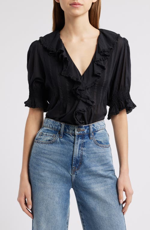 Shop Doen Dôen Henri Organic Cotton Voile Top In Black