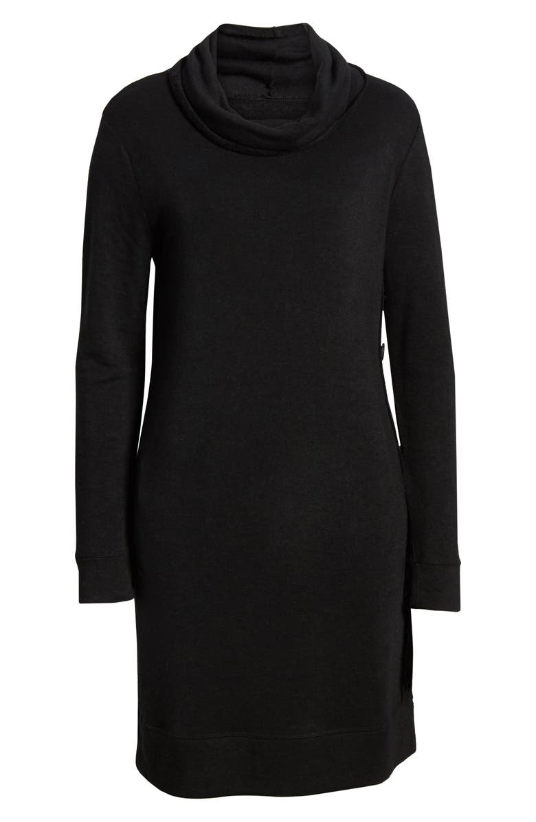 Caslon<sup>®</sup> Cowl Neck Side Button Long Sleeve Dress, Alternate, color,
