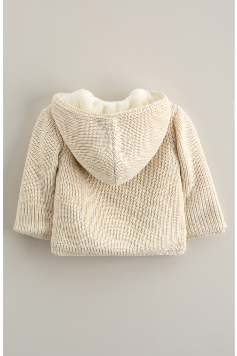 Fleece Lined Hooded Cardigan, Alternate, color, IVORY EGRET
