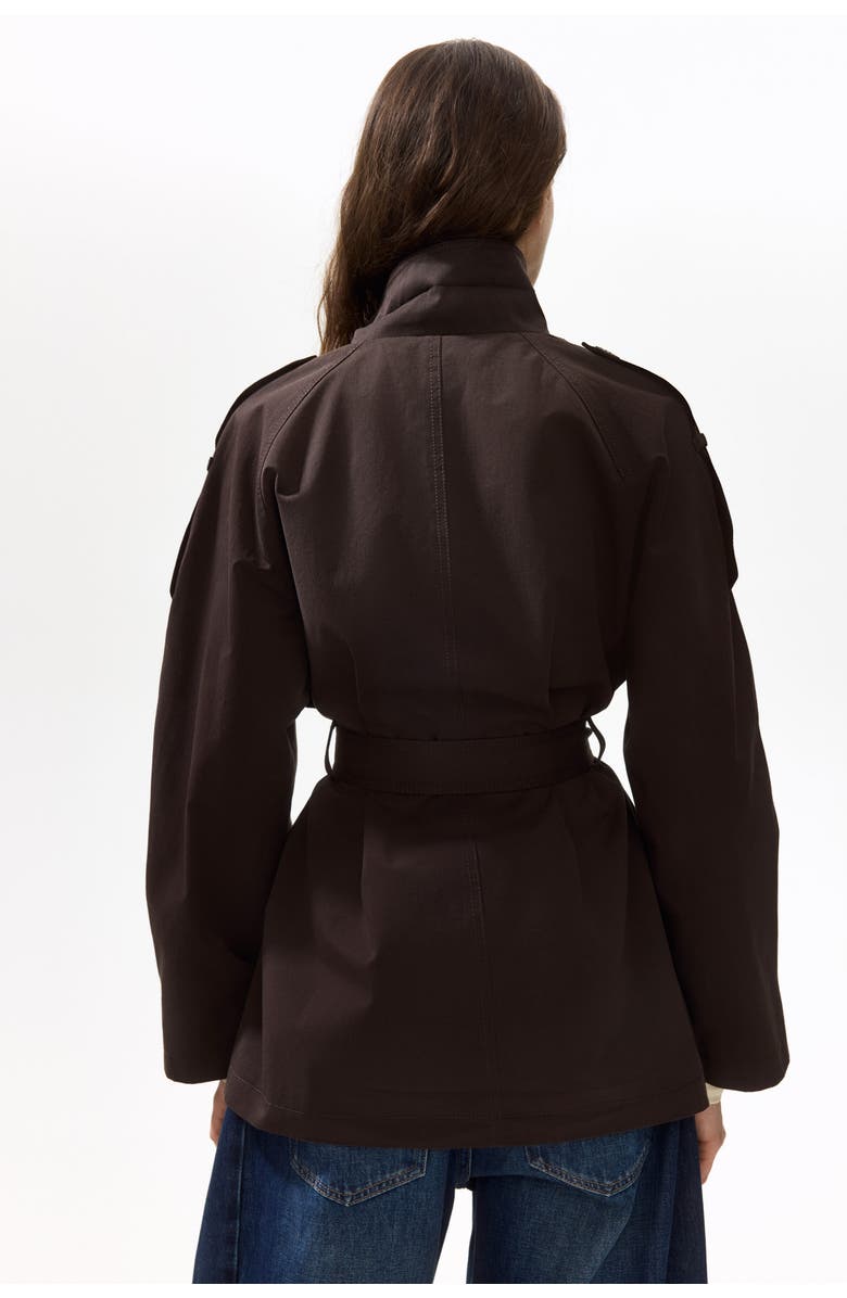 H&M Belted Twill Coat, Alternate, color, Dark Brown