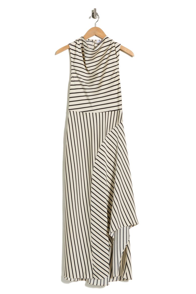 Divya Stripe Sleeveless Midi Dress, Alternate, color, BLACK WHITE