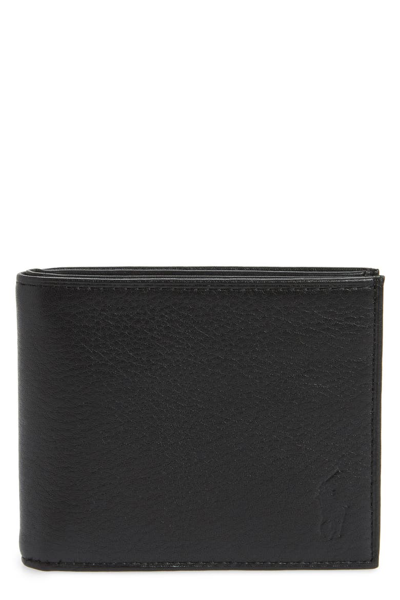 Bifold Leather Wallet, Main, color, BLACK