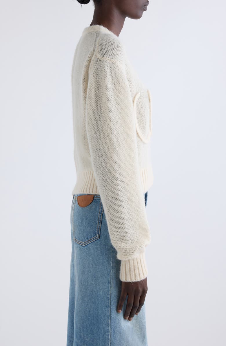 Chloé Raised Logo Alpaca & Silk Sweater, Alternate, color, Iconic Milk