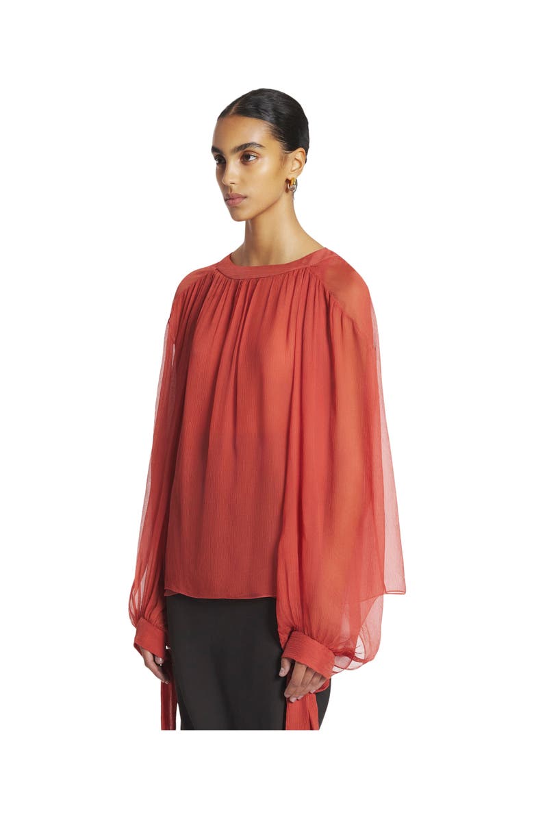 Lanvin Gathered Blouse In Silk Crepon, Alternate, color,