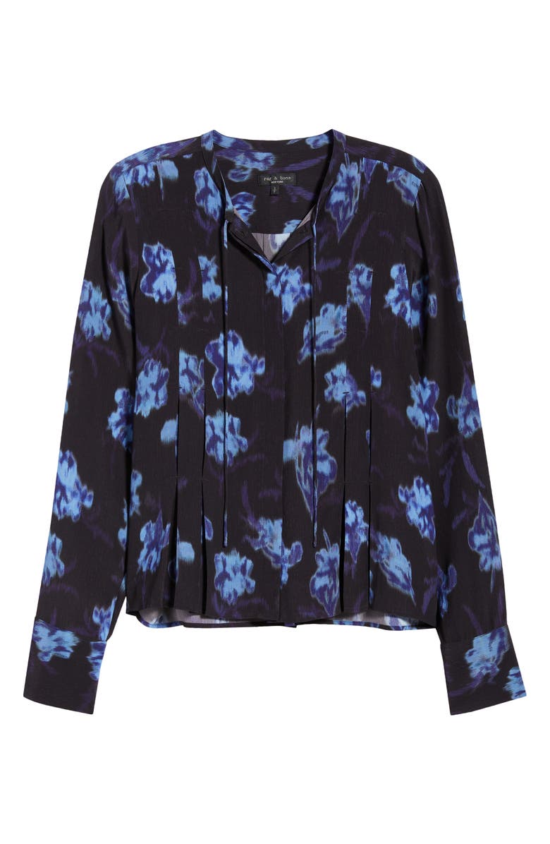 rag & bone Arden Pleated Print Top, Alternate, color, Dkflo