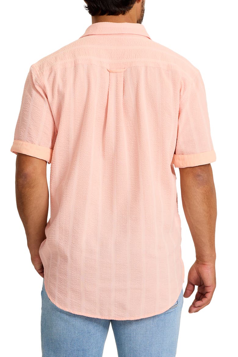 Nova Wave Short Sleeve Stretch Seersucker Button-Up Shirt, Alternate, color, MELONIE