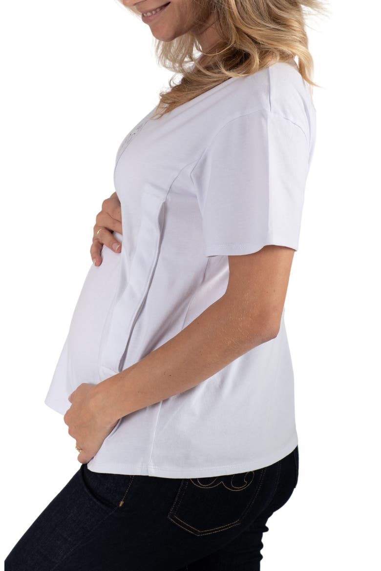 Maternity/Nursing Organic Cotton Graphic Tee, Alternate, color, WHITE