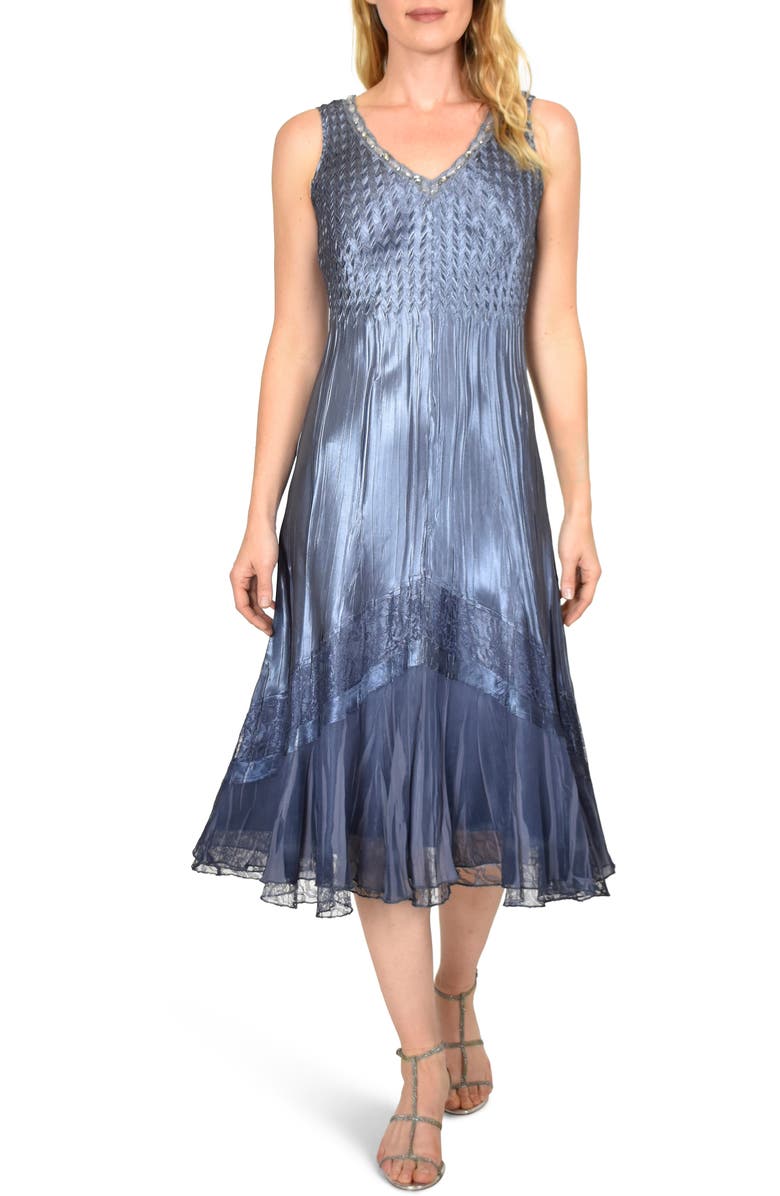 Komarov Embellished Charmeuse Midi Dress & Chiffon Jacket, Alternate, color, 