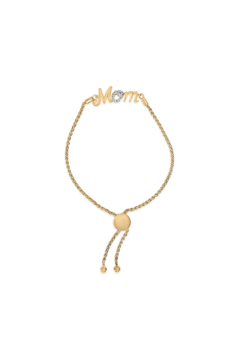 Gold Vermeil Diamond Accent "MOM" Lariat Bolo Bracelet, Main, color, Silver