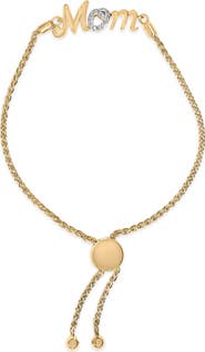 Haus of Brilliance Gold Vermeil Diamond Accent "MOM" Lariat Bolo Bracelet