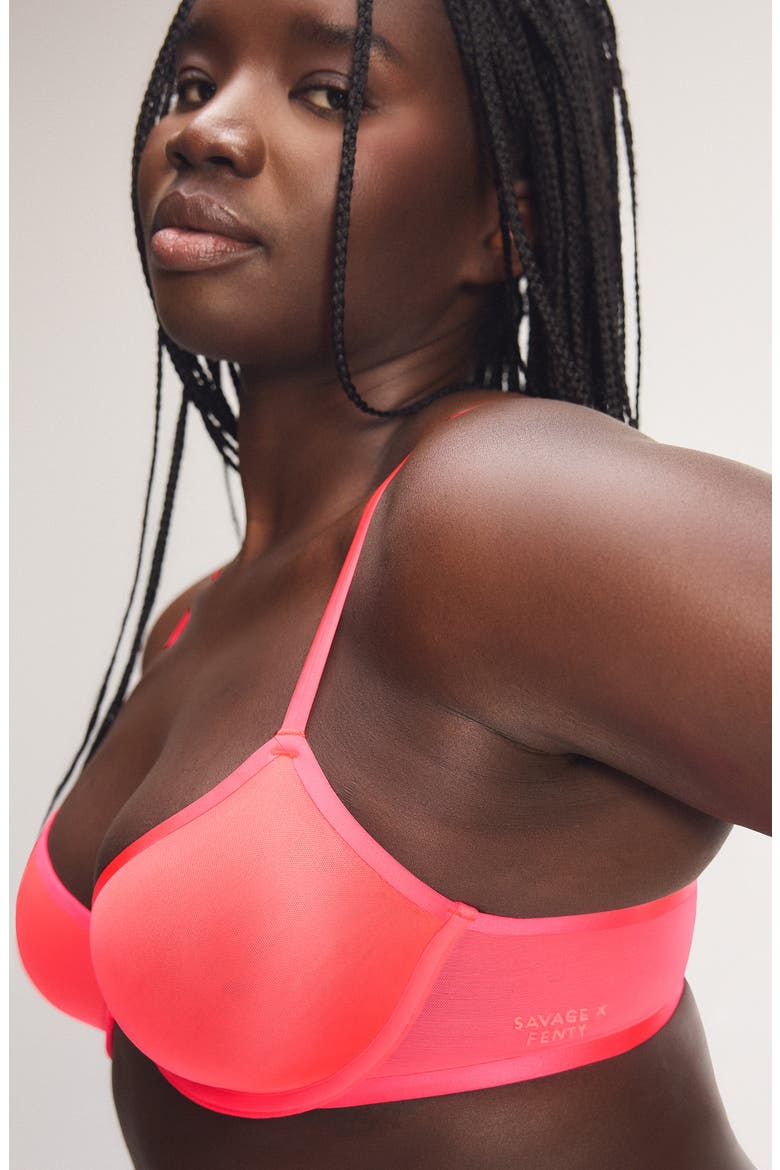 Sheer X Spacer Demi Bra, Alternate, color, OPEN LATE RED