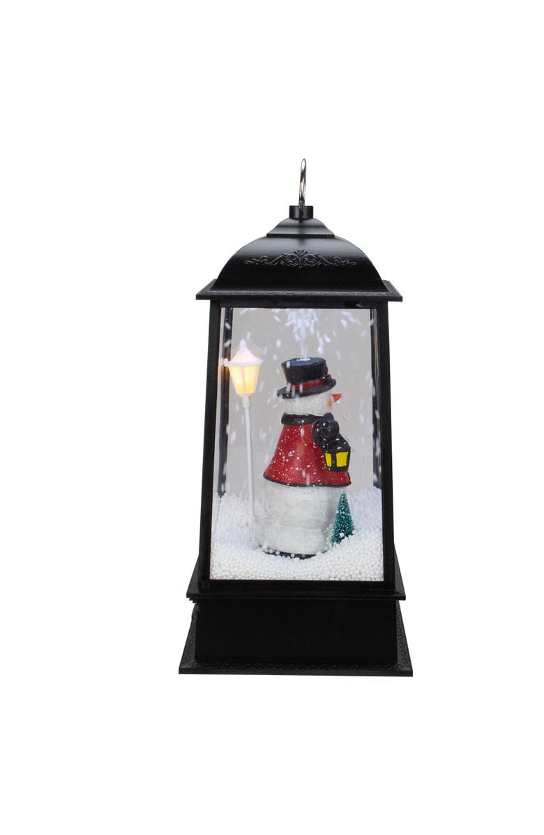 Northlight Lighted Snowman Christmas Lantern with Falling Snow - 13" - Black, Alternate, color, 