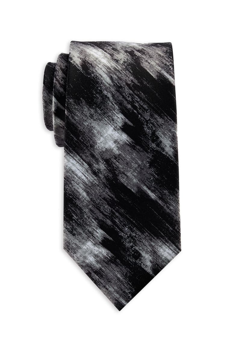 Big & Tall Abstract Paint Stroke Tie, Main, color, BLACK