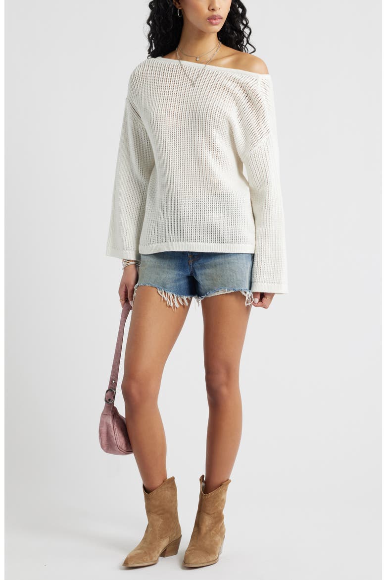 Cotton Open Stitch Sweater, Alternate, color, IVORY