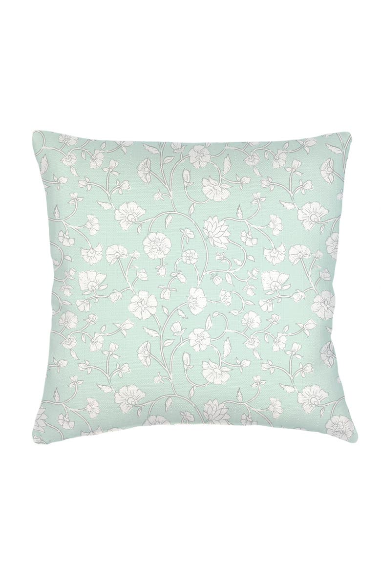 Vintage Jaipur Floral Linen Euro Pillow with Down Insert, Main, color, Mint Green