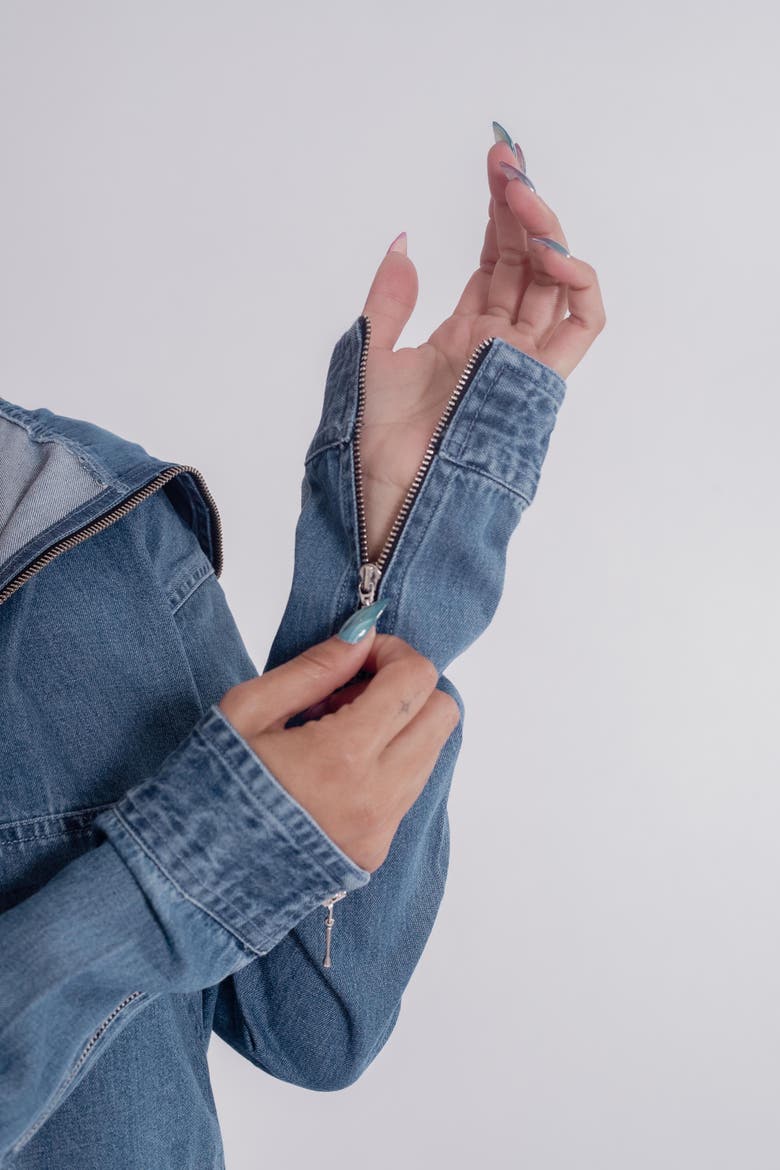Denim Hoodie- Non Compression, Alternate, color, Denim