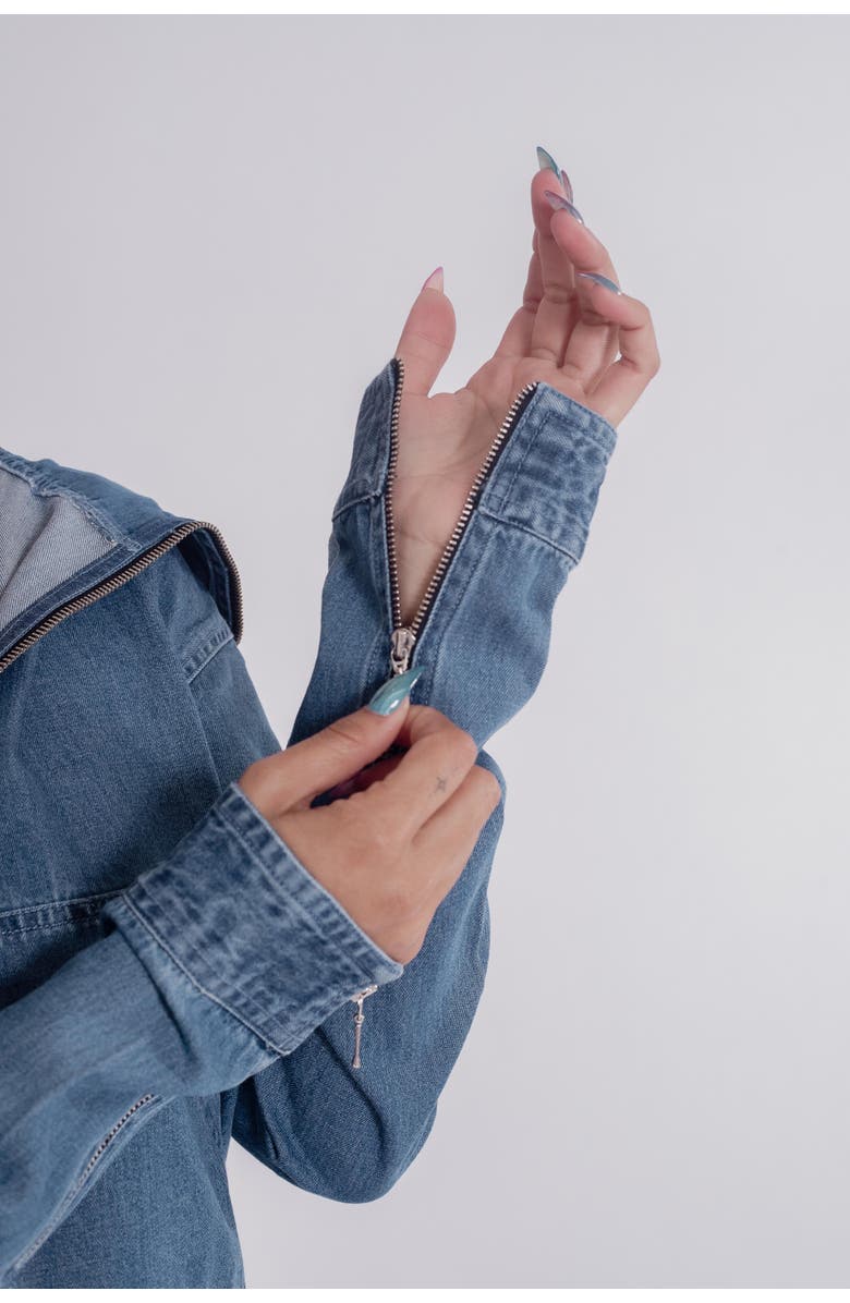 LAS Loungewear Denim Hoodie- Non Compression, Alternate, color, Denim