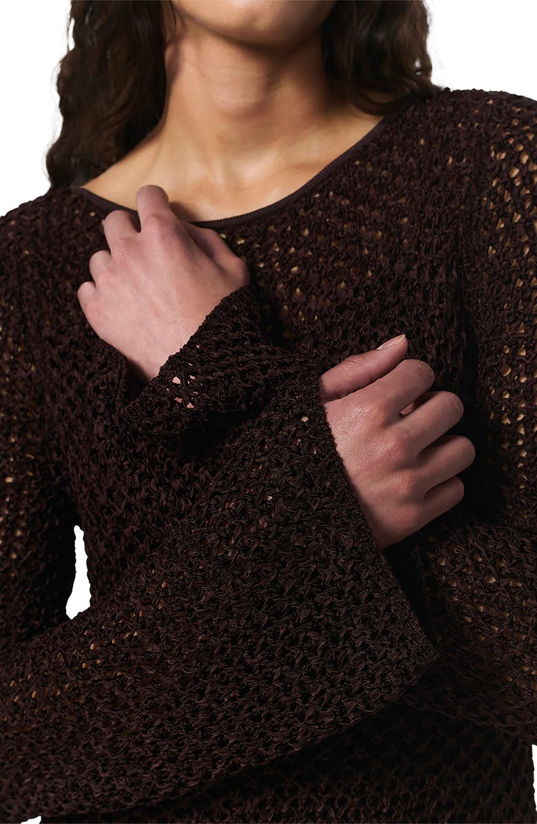 rag & bone Ellie Open Stitch Long Sleeve Dress, Alternate, color, Brown