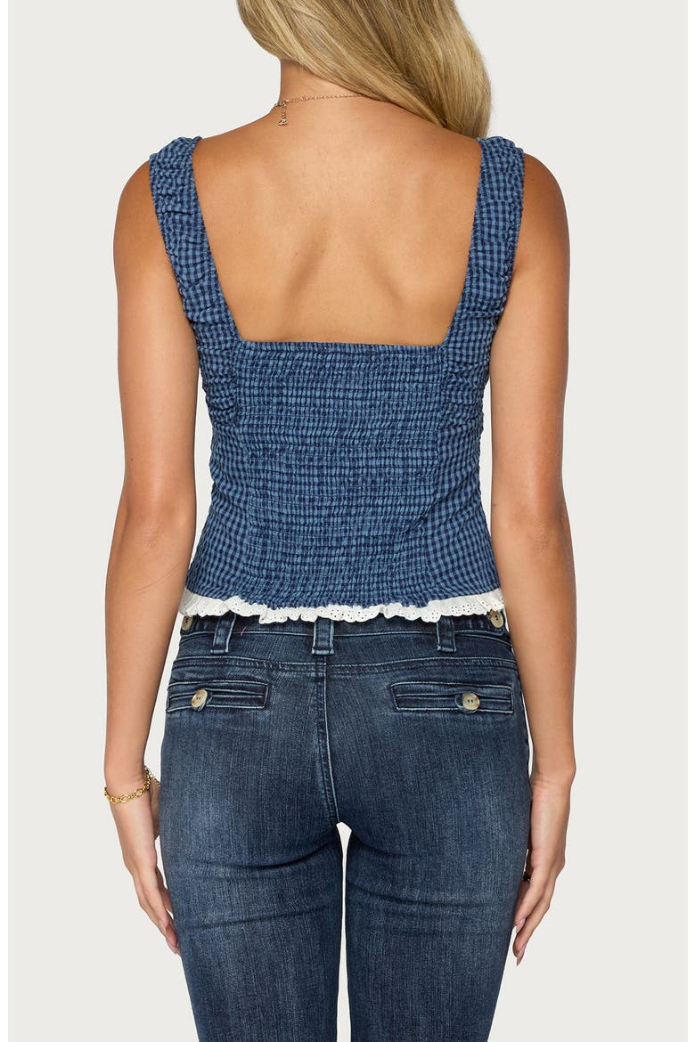 Zeffie Gingham Tie Front Top, Alternate, color, NAVY